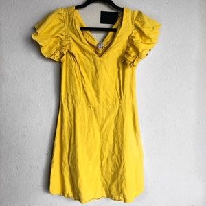 Linen blend puff sleeve dress 2